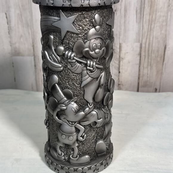 Walt Disney World Florist 3D Texture Silver Resin Mickey Through The Years Vase - Picture 3 of 9